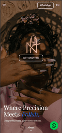 The Nail Tech nail salon appointment booking website with service selection and booking flow on mobile